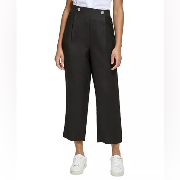 KARL LAGERFELD PARIS Women's Linen Blend Cropped Pants Size 14 - Picture 1 of 11